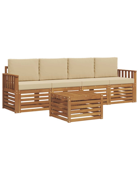Set divani Naturale e Beige Legno di Acacia Massello