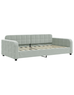 Letto da Giorno Grigio Chiaro 100x190 cm in Velluto 2