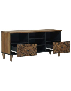 Mobile TV Marrone 100 x 33,5 x 46 cm Legno di mango massello 2