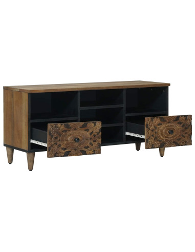Mobile TV Marrone 100 x 33,5 x 46 cm Legno di mango massello