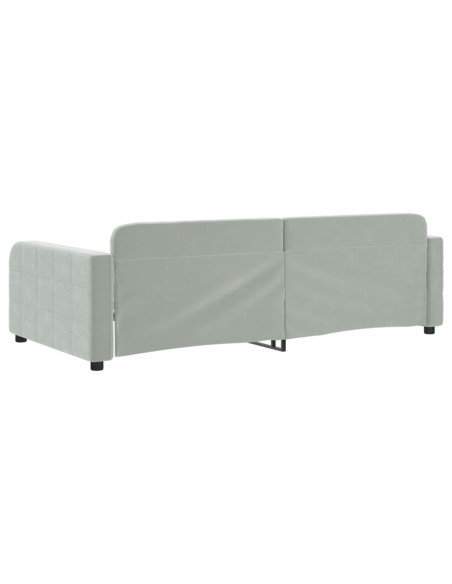 Letto da Giorno Grigio Chiaro 100x190 cm in Velluto