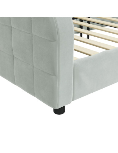 Letto da Giorno Grigio Chiaro 100x190 cm in Velluto