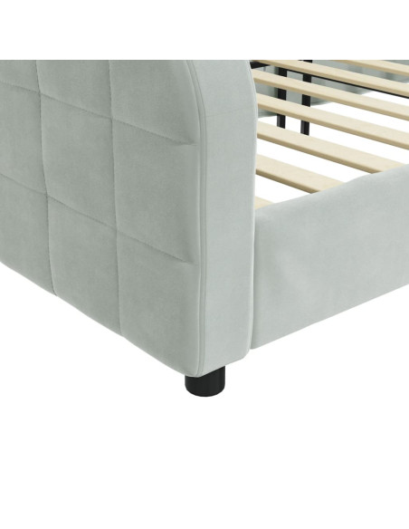 Letto da Giorno Grigio Chiaro 100x190 cm in Velluto