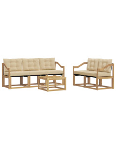 Set di divani da esterno con cuscino 6 pcs Bianco e Beige 2