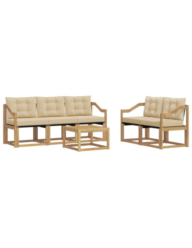 Set di divani da esterno con cuscino 6 pcs Bianco e Beige
