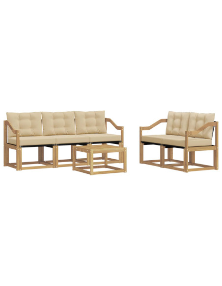 Set di divani da esterno con cuscino 6 pcs Bianco e Beige