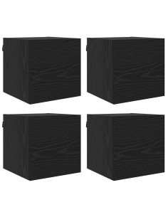 Mobile TV da parete 4 pcs Rovere Nero 30,5 x 30 x 30 cm 2