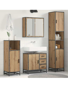 Set di mobili per il bagno con porta 3 pcs rovere artigianale 2