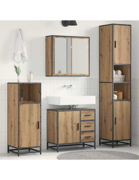 Set di mobili per il bagno con porta 3 pcs rovere artigianale