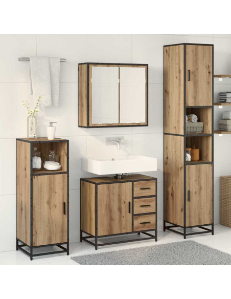 Set di mobili per il bagno con porta 3 pcs rovere artigianale