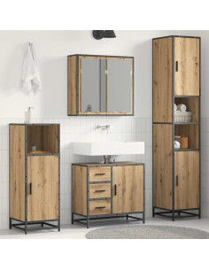 Set di mobili per il bagno con porta 4 pcs rovere artigianale 2