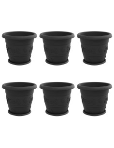 Vasi per Piante 6 pcs Nero Ø 26 x 21.5 cm Plastica 2