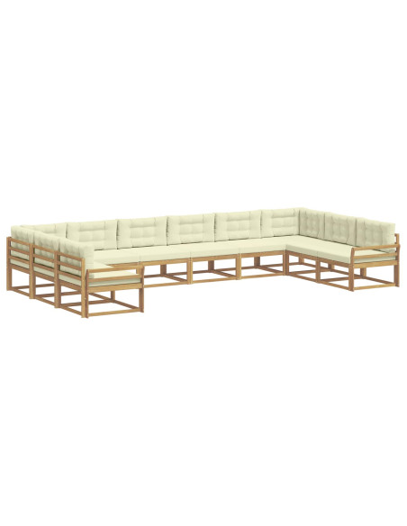 Set di divani da esterno con cuscino 10 pcs Bianco e Crema