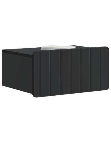 Mobiletto da notte a muro con cassetto Nero 49 x 34,5 x 24 cm
