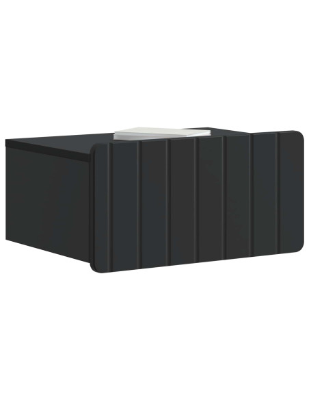 Mobiletto da notte a muro con cassetto Nero 49 x 34,5 x 24 cm