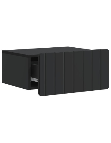 Mobiletto da notte a muro con cassetto Nero 49 x 34,5 x 24 cm