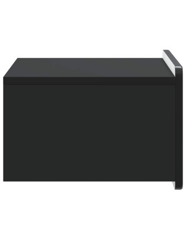 Mobiletto da notte a muro con cassetto Nero 49 x 34,5 x 24 cm