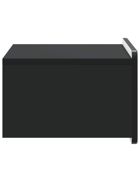 Mobiletto da notte a muro con cassetto Nero 49 x 34,5 x 24 cm