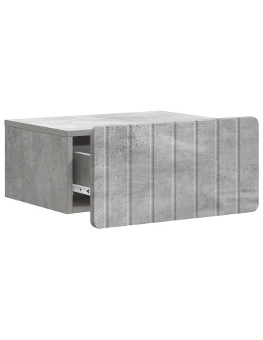 Mobiletto da notte a muro con cassetto 2 pcs Grigio Cemento