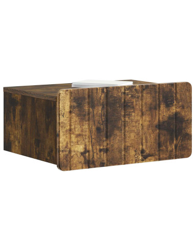 Mobiletto da notte a muro 2 pcs Rovere Fumo 49 x 34,5 x 24 cm