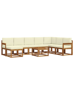 Set di divani con cuscino 9 pcs Naturale e Crema 2
