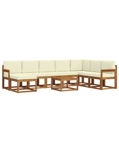 Set di divani con cuscino 9 pcs Naturale e Crema