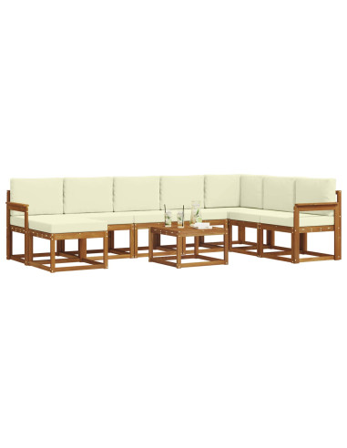 Set di divani con cuscino 9 pcs Naturale e Crema