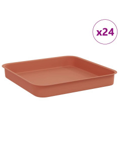 Vassoio Quadrato per Fiori 24 pcs Rosso Mattone 15 x 15 x 2 cm 2
