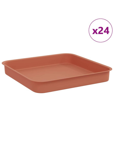 Vassoio Quadrato per Fiori 24 pcs Rosso Mattone 15 x 15 x 2 cm