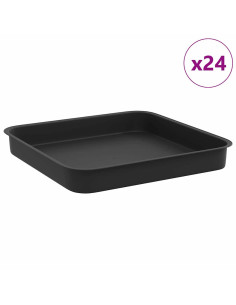 Vassoio Quadrato per Fiori 24 pcs Nero 15 x 15 x 2 cm Plastica 2