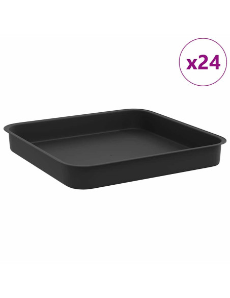 Vassoio Quadrato per Fiori 24 pcs Nero 15 x 15 x 2 cm Plastica
