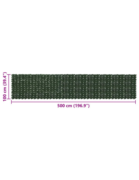 Schermo per balcone con foglie Verde Scuro 500 x 100 cm
