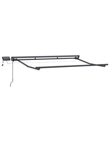 Cornice per Tenda Manuale con LED Marrone 3,5 x 2 m