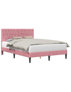 Struttura del letto con testiera Rosa 120 x 190 cm Velluto 2
