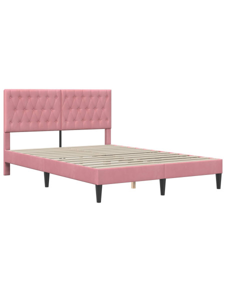 Struttura del letto con testiera Rosa 120 x 190 cm Velluto