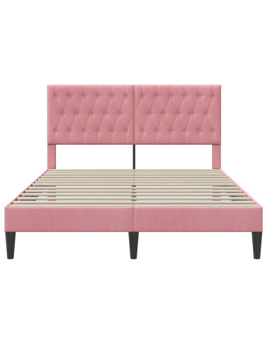 Struttura del letto con testiera Rosa 140 x 190 cm Velluto