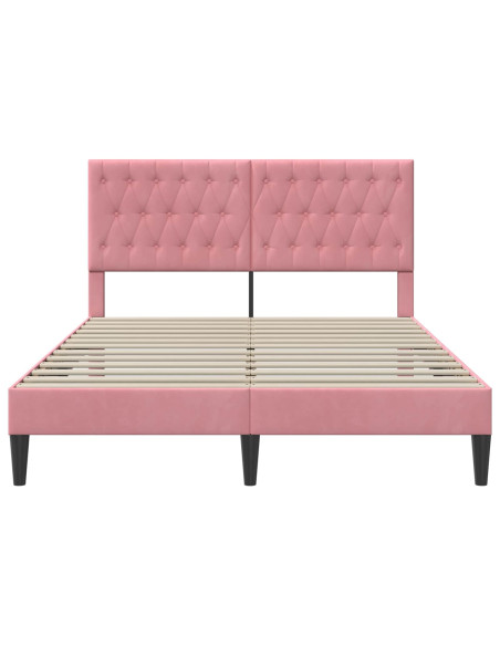 Struttura del letto con testiera Rosa 140 x 190 cm Velluto