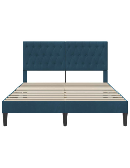Struttura del letto con testiera Blu 140 x 190 cm Velluto