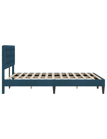 Struttura del letto con testiera Blu 140 x 190 cm Velluto