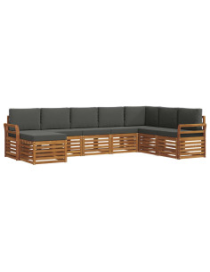 Set divani 8 pcs Naturale e Antracite Legno di Acacia Massello 2