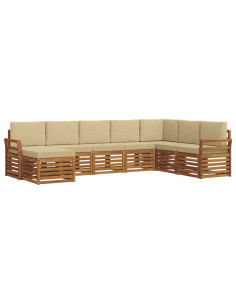 Set divani 8 pcs Naturale e Beige Legno di Acacia Massello 2