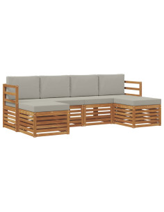 Set divani con cuscino 6 pcs Grigio Naturale e Chiaro 2