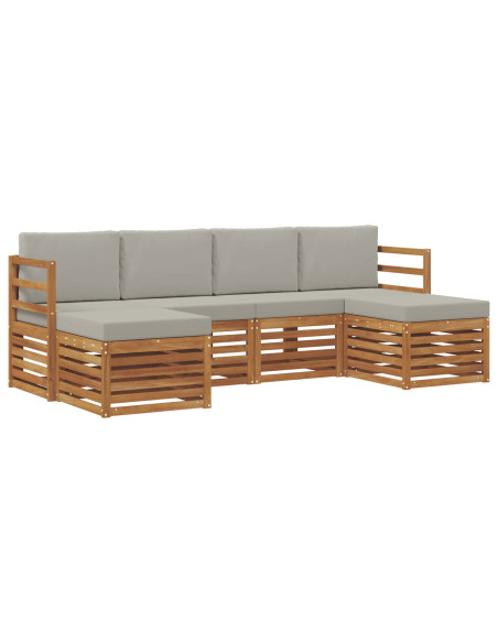 Set divani con cuscino 6 pcs Grigio Naturale e Chiaro