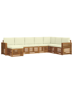 Set divani 8 pcs Naturale e Crema Legno di Acacia Massello 2