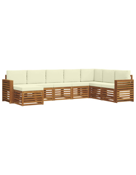 Set divani 8 pcs Naturale e Crema Legno di Acacia Massello