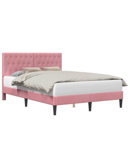 Struttura del letto con testiera Rosa 140 x 200 cm Velluto