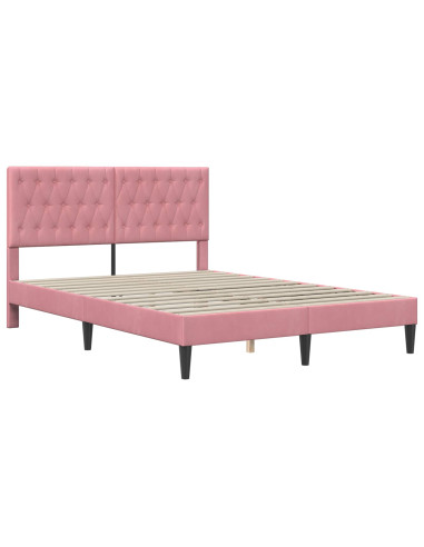 Struttura del letto con testiera Rosa 140 x 200 cm Velluto
