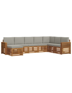 Set divani con cuscino 8 pcs Grigio Naturale e Chiaro 2
