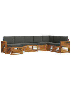 Set divani 8 pcs Naturale e Antracite Legno di Acacia Massello 2