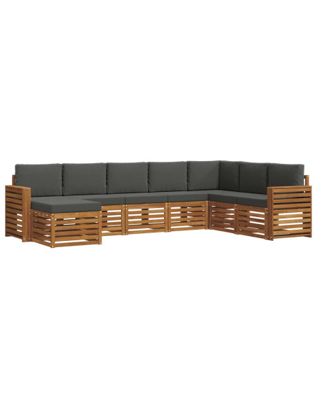 Set divani 8 pcs Naturale e Antracite Legno di Acacia Massello